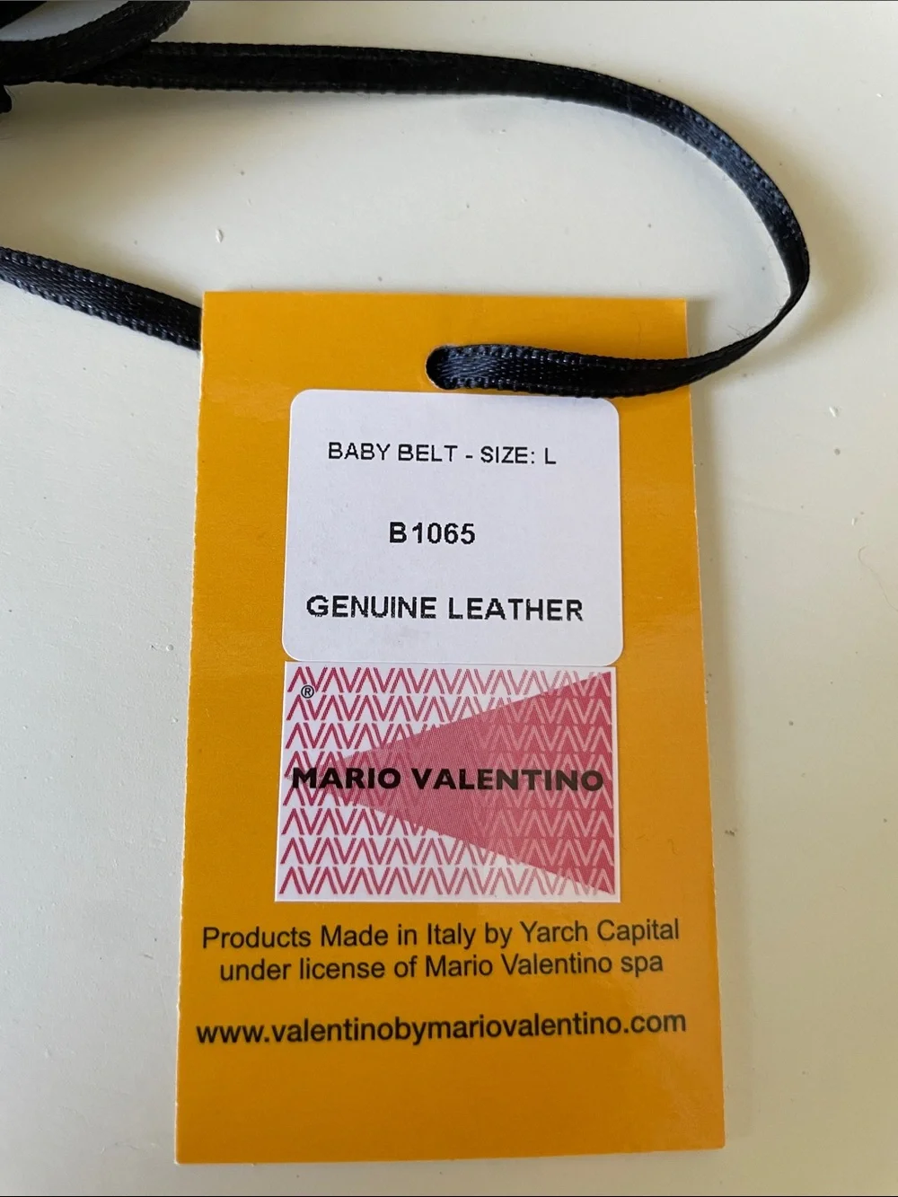 Valentino By Mario Black Leather Belt with Gold V Buckle